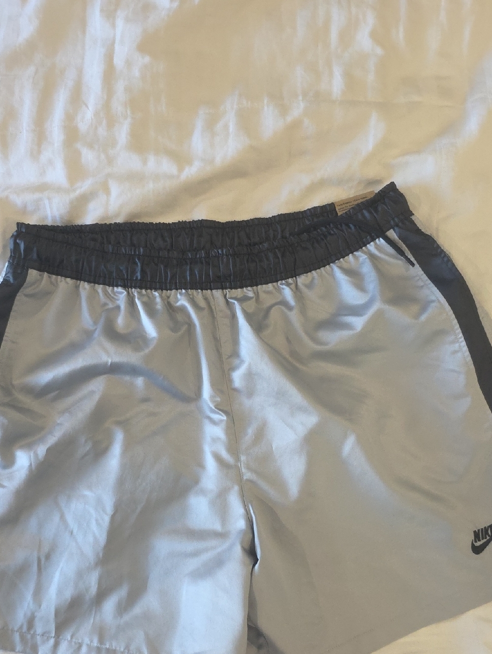 Nike Silver Running Shorts with Black Waistband